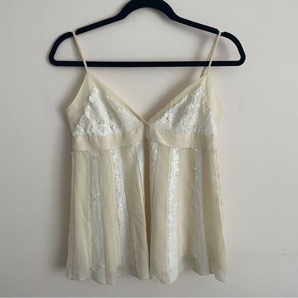 Vintage Y2K BCBG white babydoll silk sequin camisole - Picture 7 of 7